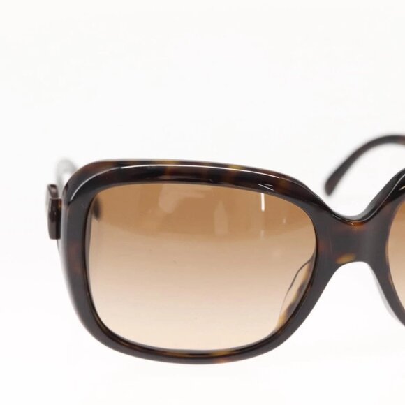CHANEL COCO Mark ribbon Sunglasses plastic Dark Brown CC Auth am9410 main image 14
